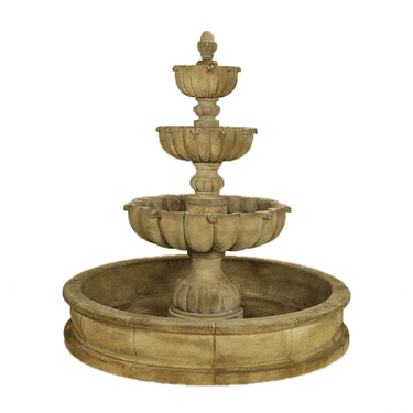 Urbino Grande Three Tier Pond Outdoor Cast Stone Garden Fountain Fountain Tuscan